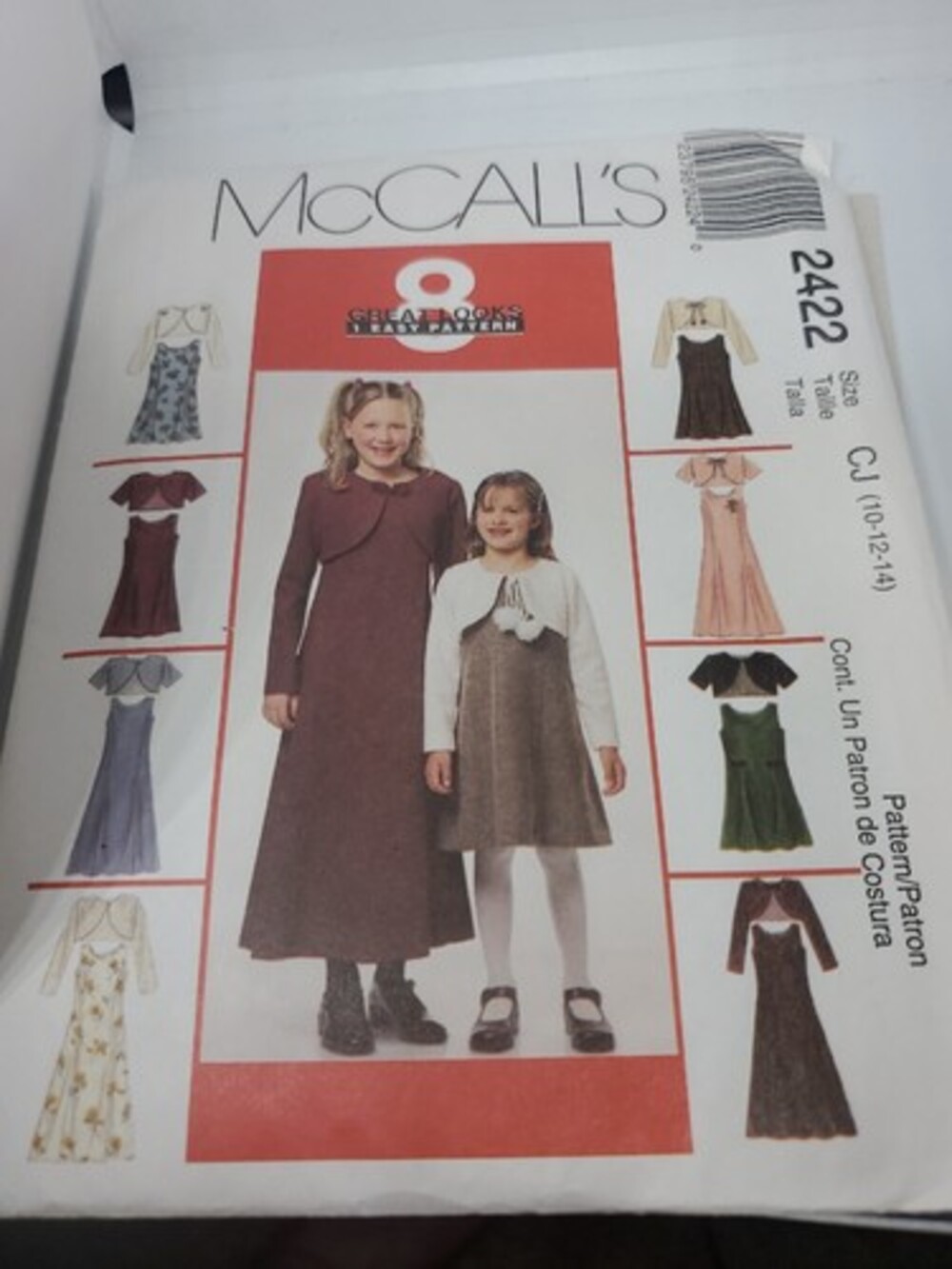 McCalls 2422 Girls Dress Bolero Jacket sleeveless round neckline size 10 12 14